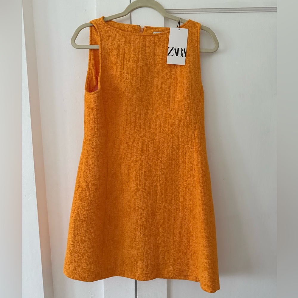 Zara Vibrant Orange Textured dress